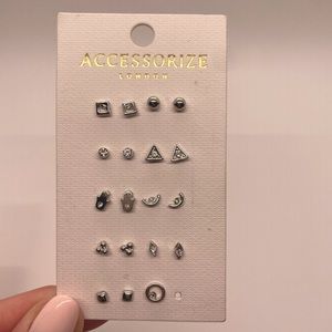 Accessorize London | 9 pair silver earring stud set